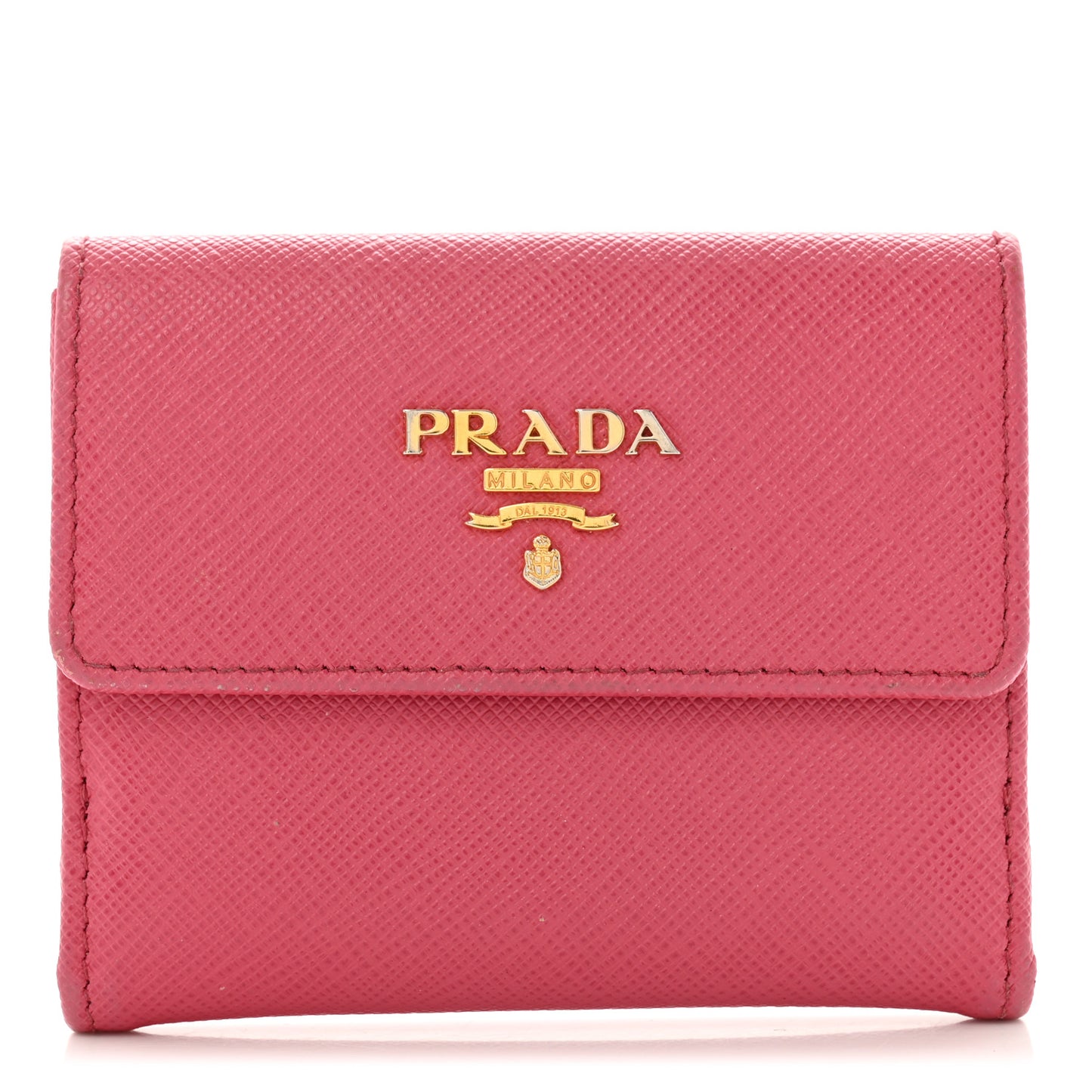 Saffiano Metal Tri-Fold Compact Wallet Peonia