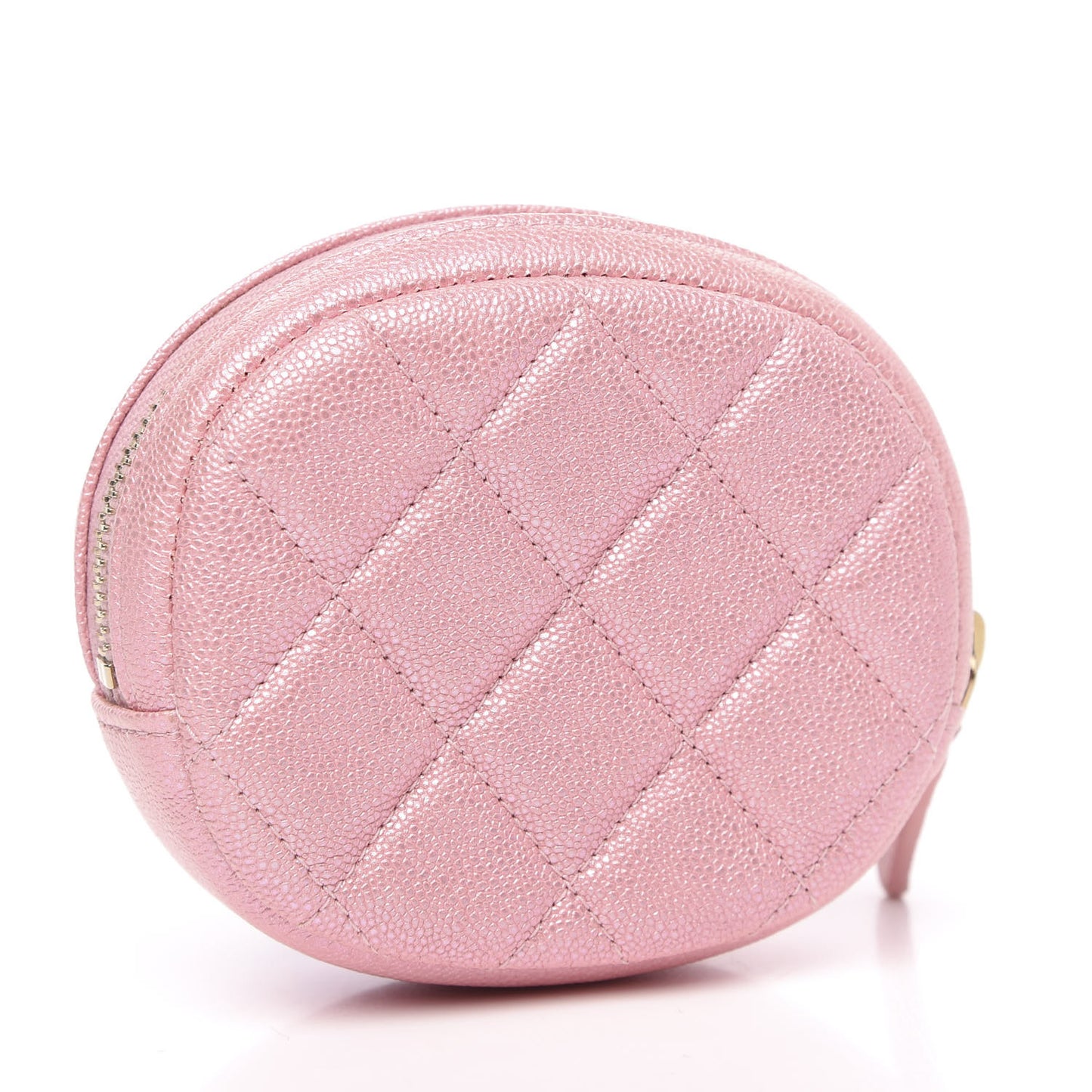 Iridescent Caviar Quilted Zip Around Classic Coin Purse Rose Pink