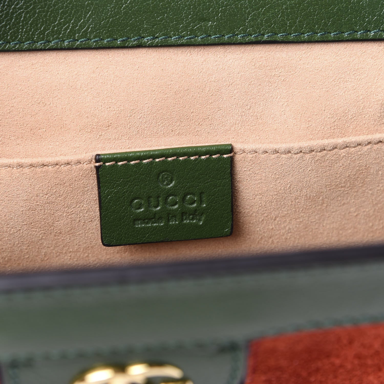 Gucci Suede Calfskin GG Web Small Ophidia Chain Shoulder Bag Brown Red Green 7 of 8