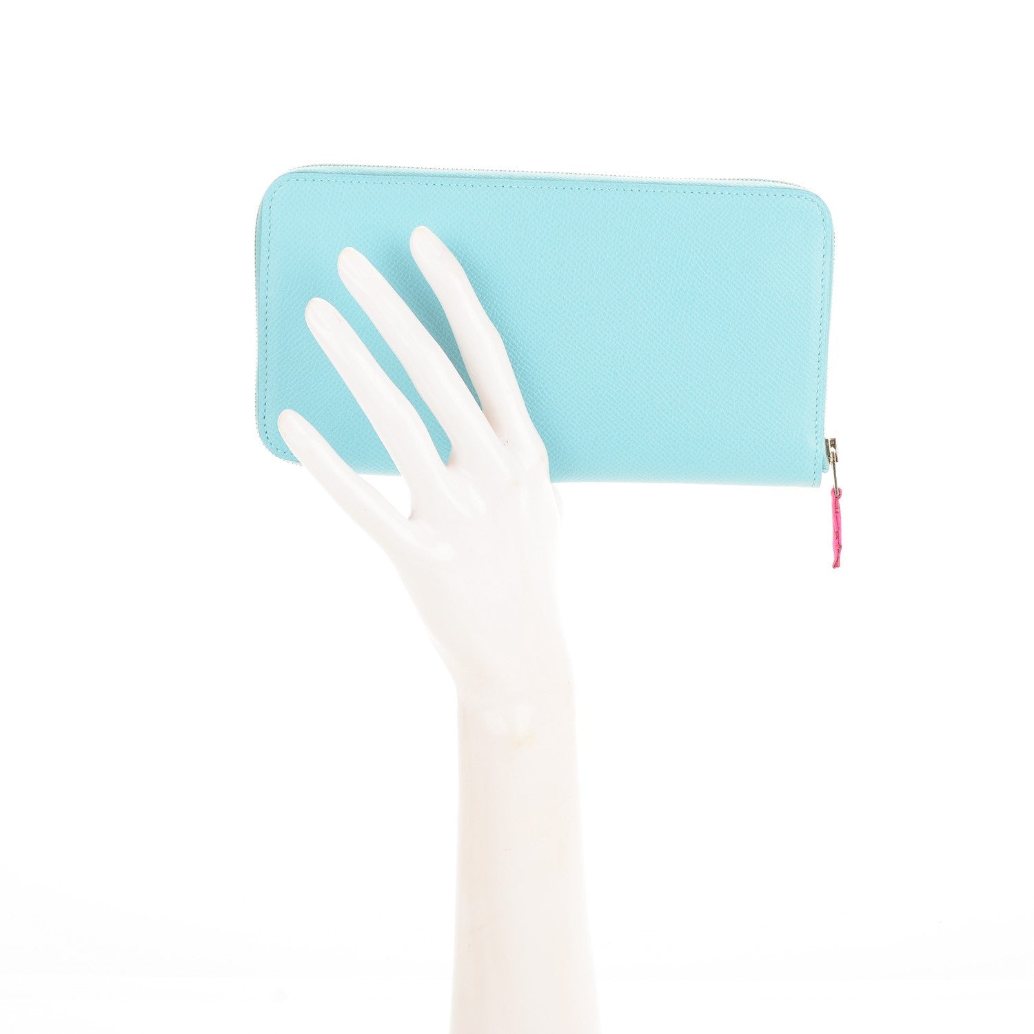 Hermes Epsom Silk'In Wallet Bleu Atoll Rose Tyrien 2 of 9
