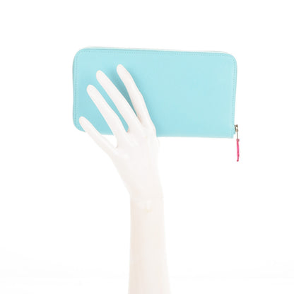 Hermes Epsom Silk'In Wallet Bleu Atoll Rose Tyrien 2 of 9
