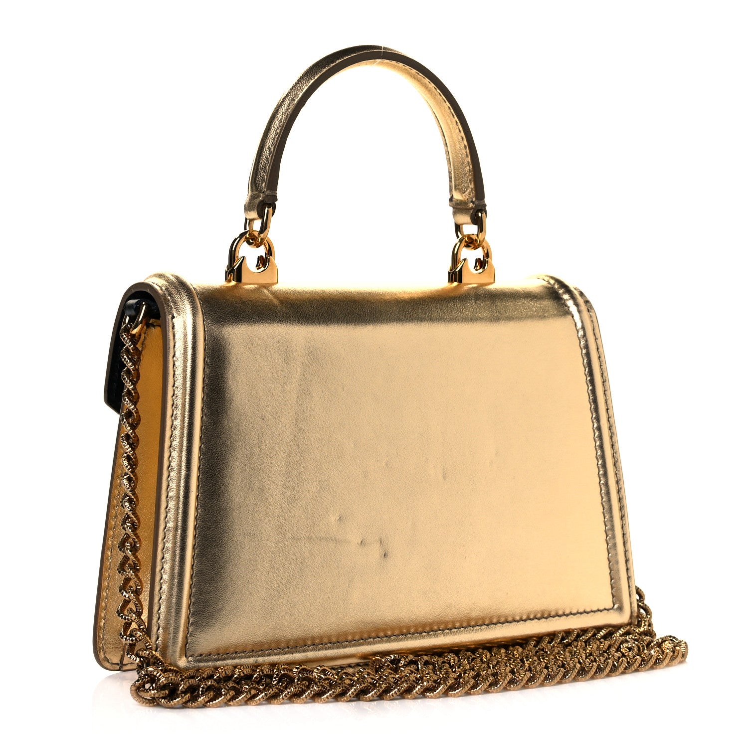 Dolce & Gabbana Smooth Calfskin Devotion Envelope Top Handle Bag Gold 2 of 9