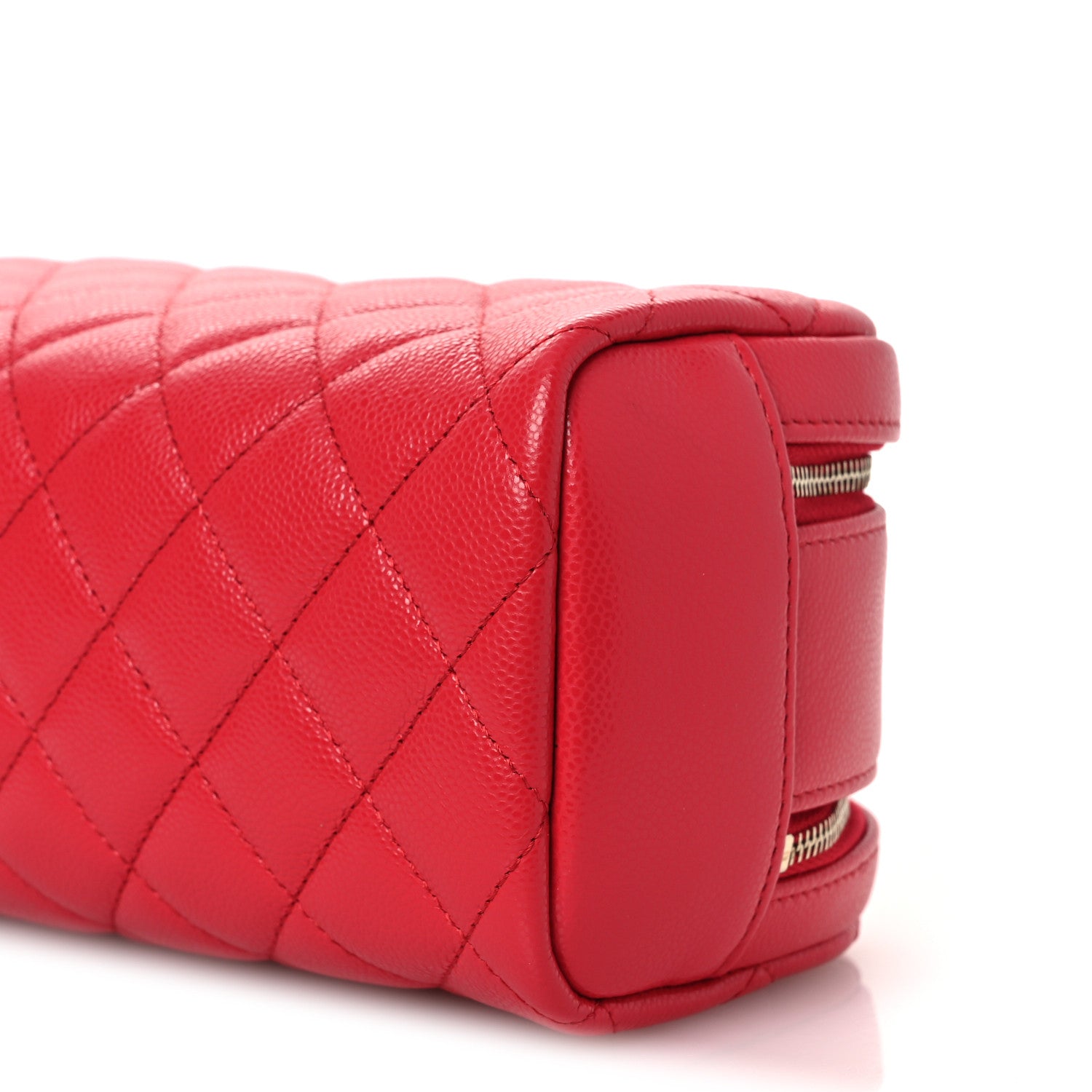 Chanel Caviar Quilted Double Zip Pouch Cosmetic Case Coral 10 of 11