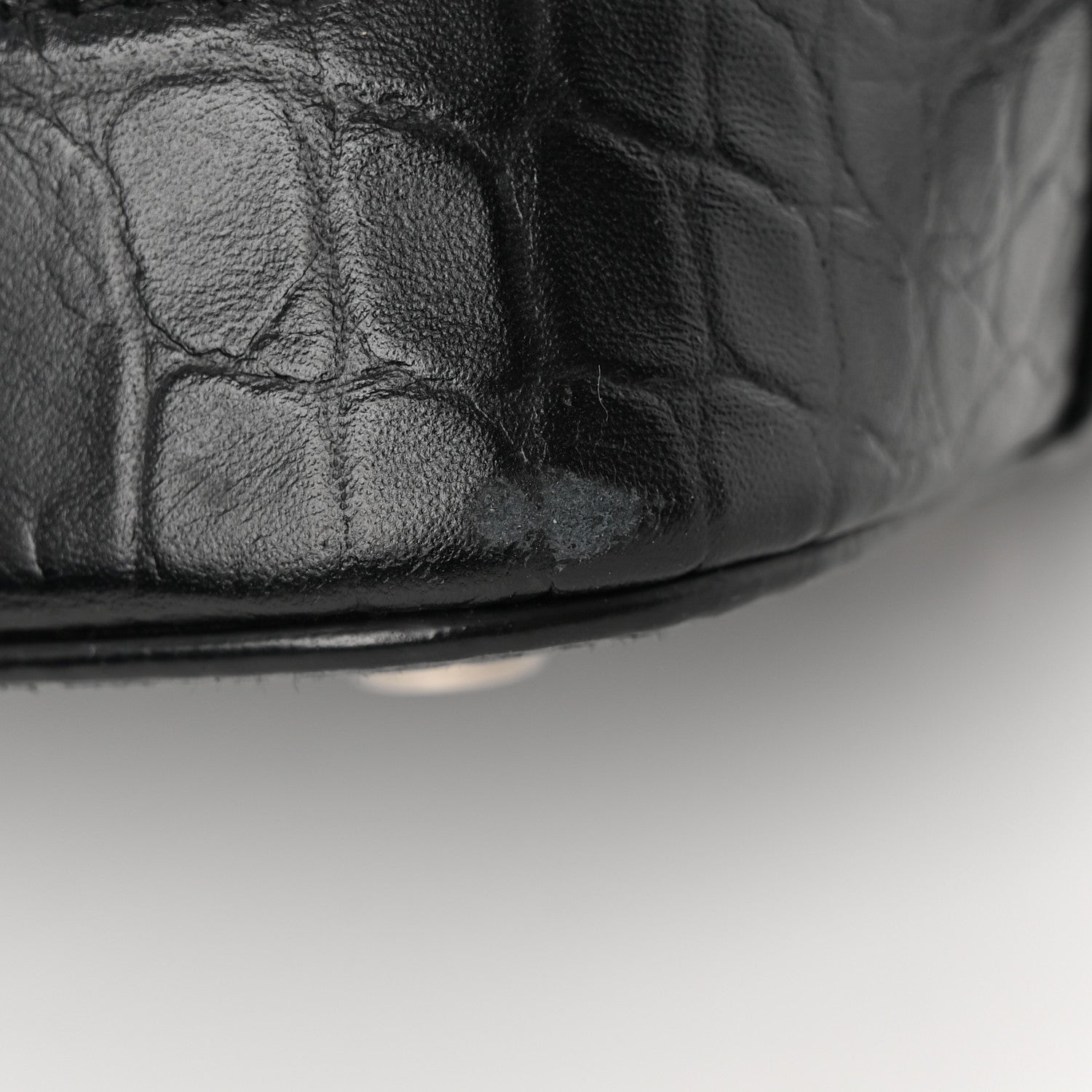 Balenciaga Calfskin Logo Crocodile Embossed S Ville Top Handle Bag Black White 21 of 22