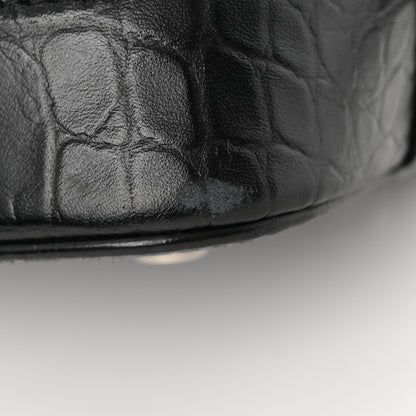 Balenciaga Calfskin Logo Crocodile Embossed S Ville Top Handle Bag Black White 21 of 22