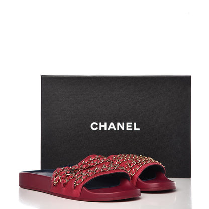 Chanel Satin Chain Flat Sandals 41 Dark Fuchsia 8 of 8