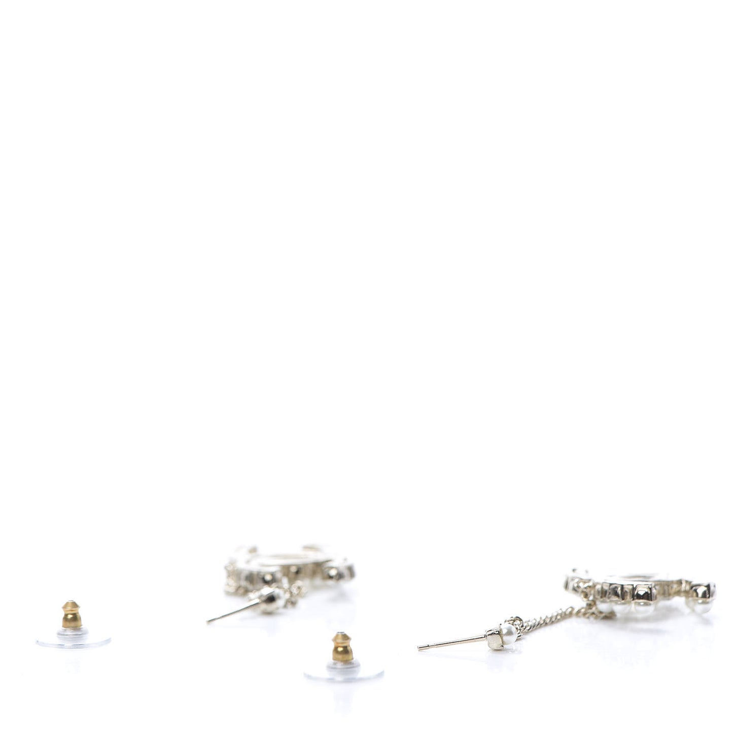 Crystal Pearl Dazzling Domino Drop Earrings Matte Gold