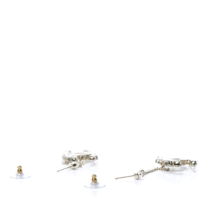 Chanel Crystal Pearl Dazzling Domino Drop Earrings Matte Gold 3 of 5