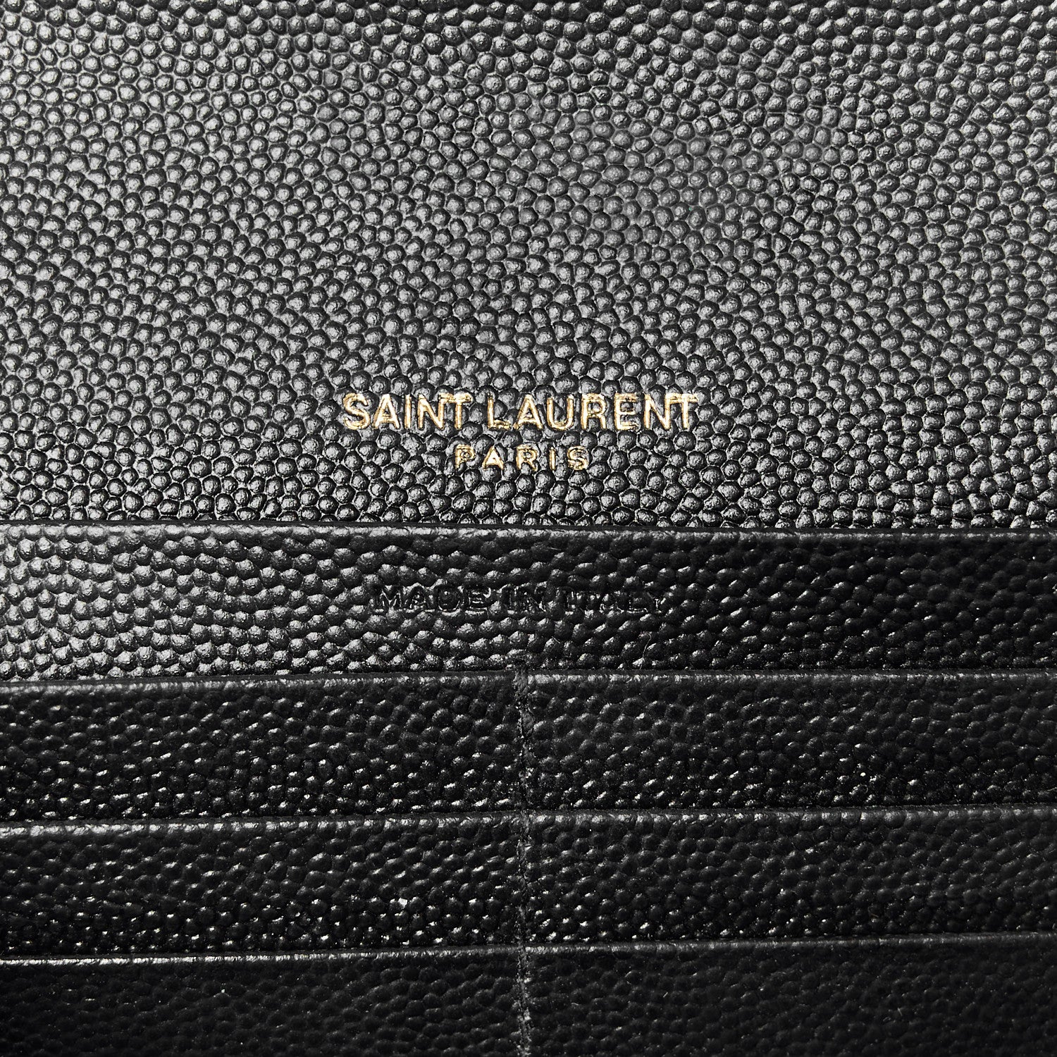 Saint Laurent Grain De Poudre Matelasse Chevron Monogram Flap Wallet Black 6 of 8