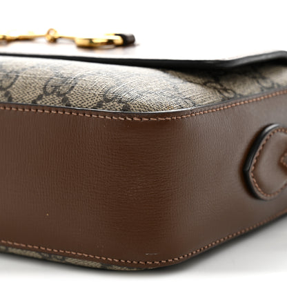 Gucci GG Supreme Monogram Small Horsebit 1955 Shoulder Bag Beige Brown Sugar 10 of 11