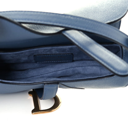 Christian Dior Grained Calfskin Mini Saddle Bag Denim Blue 4 of 10