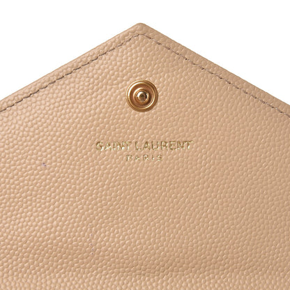 Saint Laurent Grain De Poudre Matelasse Chevron Small Monogram Envelope Wallet Nude Powder 6 of 11