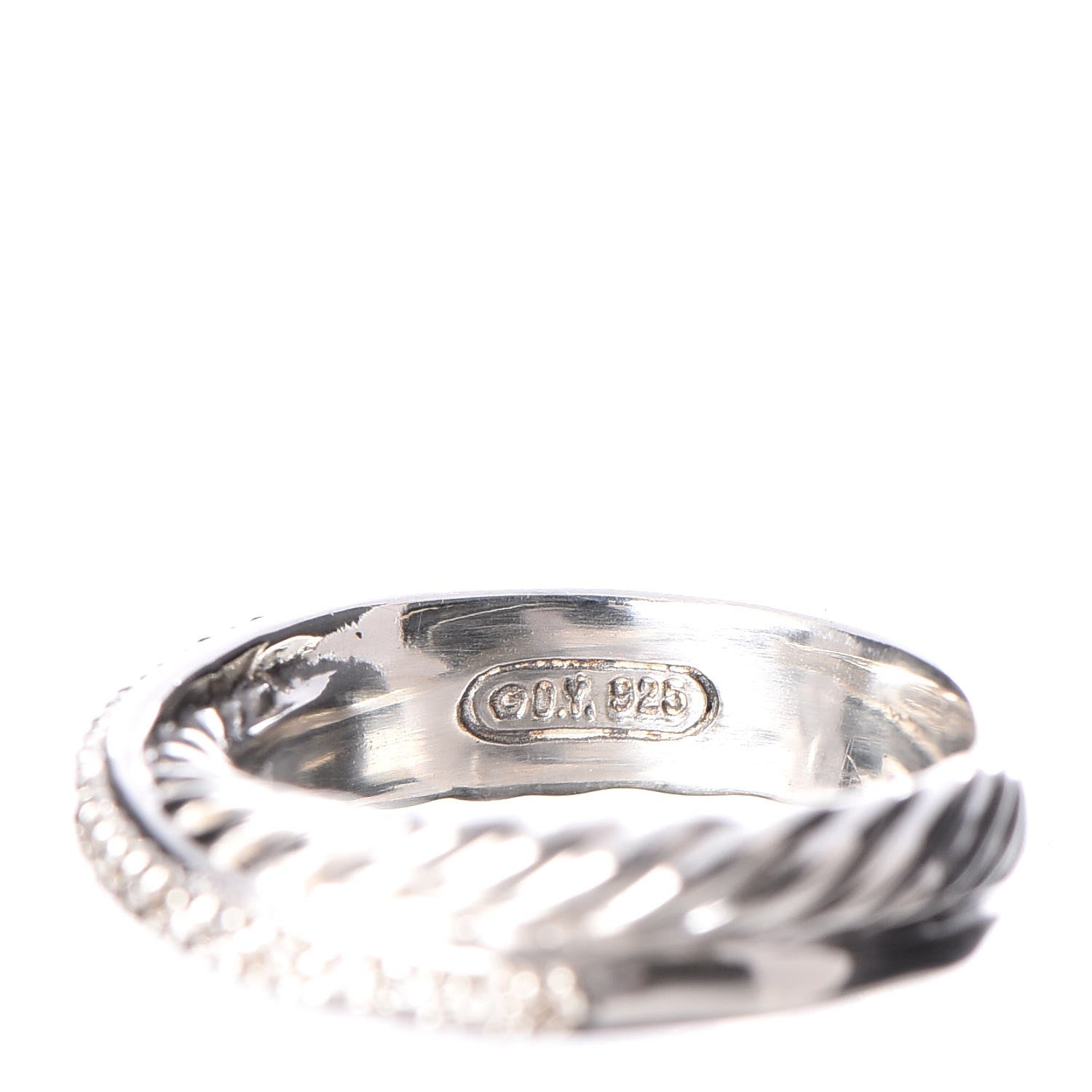 David Yurman Sterling Silver Diamond 5mm Crossover Ring 52 6 4 of 4