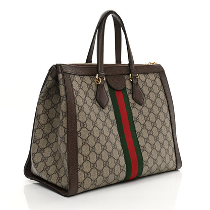 Gucci GG Supreme Monogram Web Medium Ophidia Tote Bag Brown 3 of 12