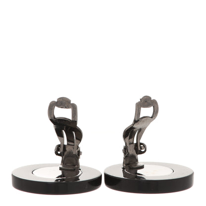 Chanel Resin Coco Round Clip On Earrings Beige Black 3 of 4
