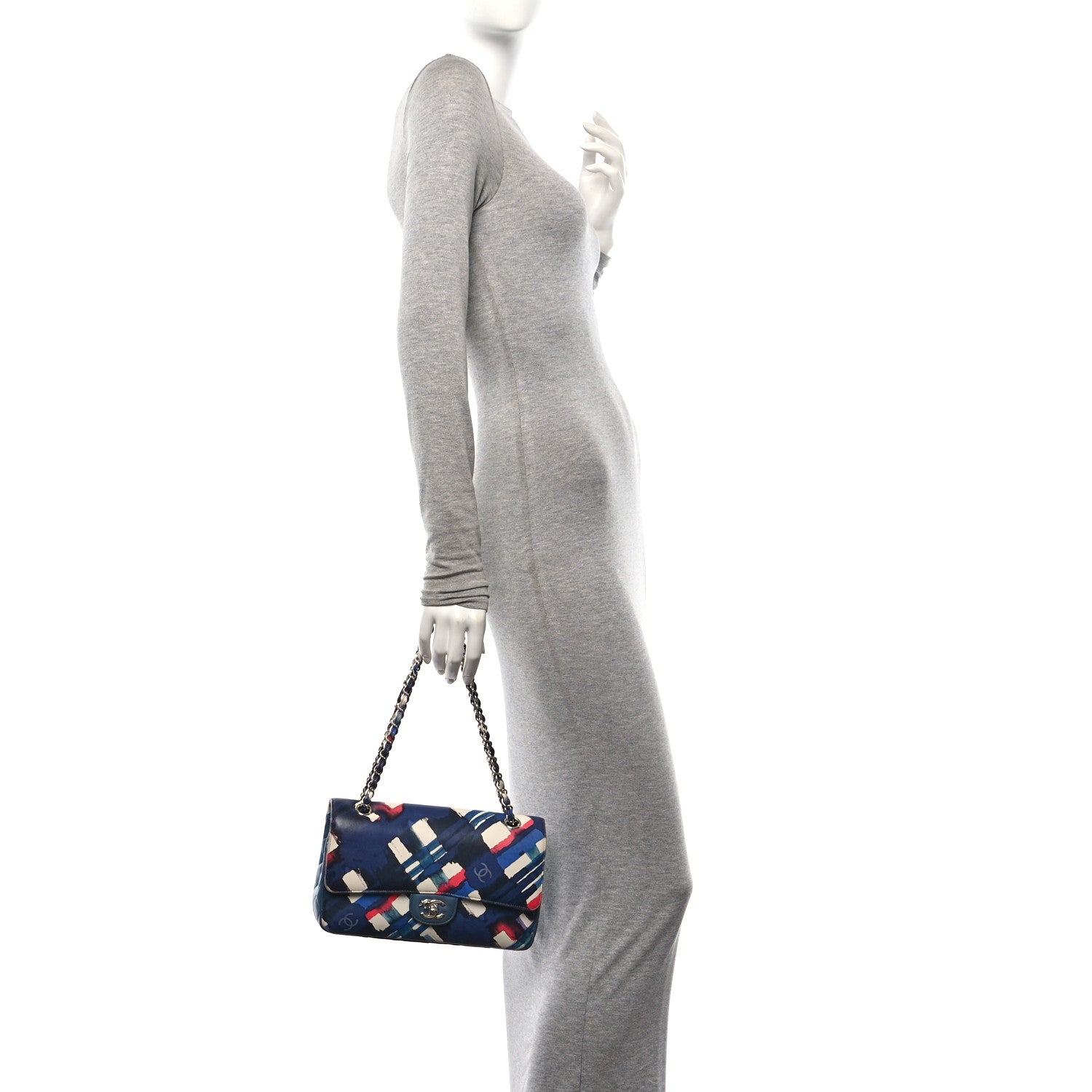 Chanel Lambskin Airline Printed Medium Double Flap Blue Multicolor 2 of 10