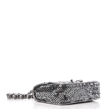 Chanel Sequin Micro Flap Dark Silver 4 of 9