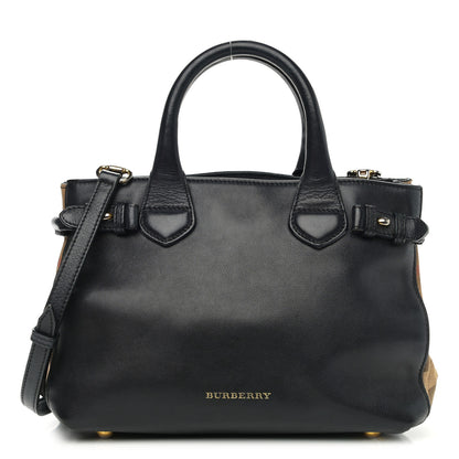 Burberry Calfskin House Check Small Banner Tote Black 1 of 20