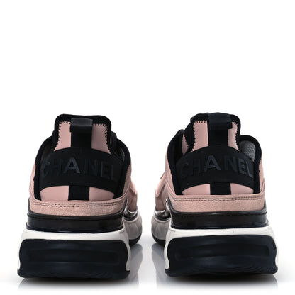 Chanel Suede Calfskin Nylon Grosgrain CC Sneakers 39.5 Light Pink 6 of 13