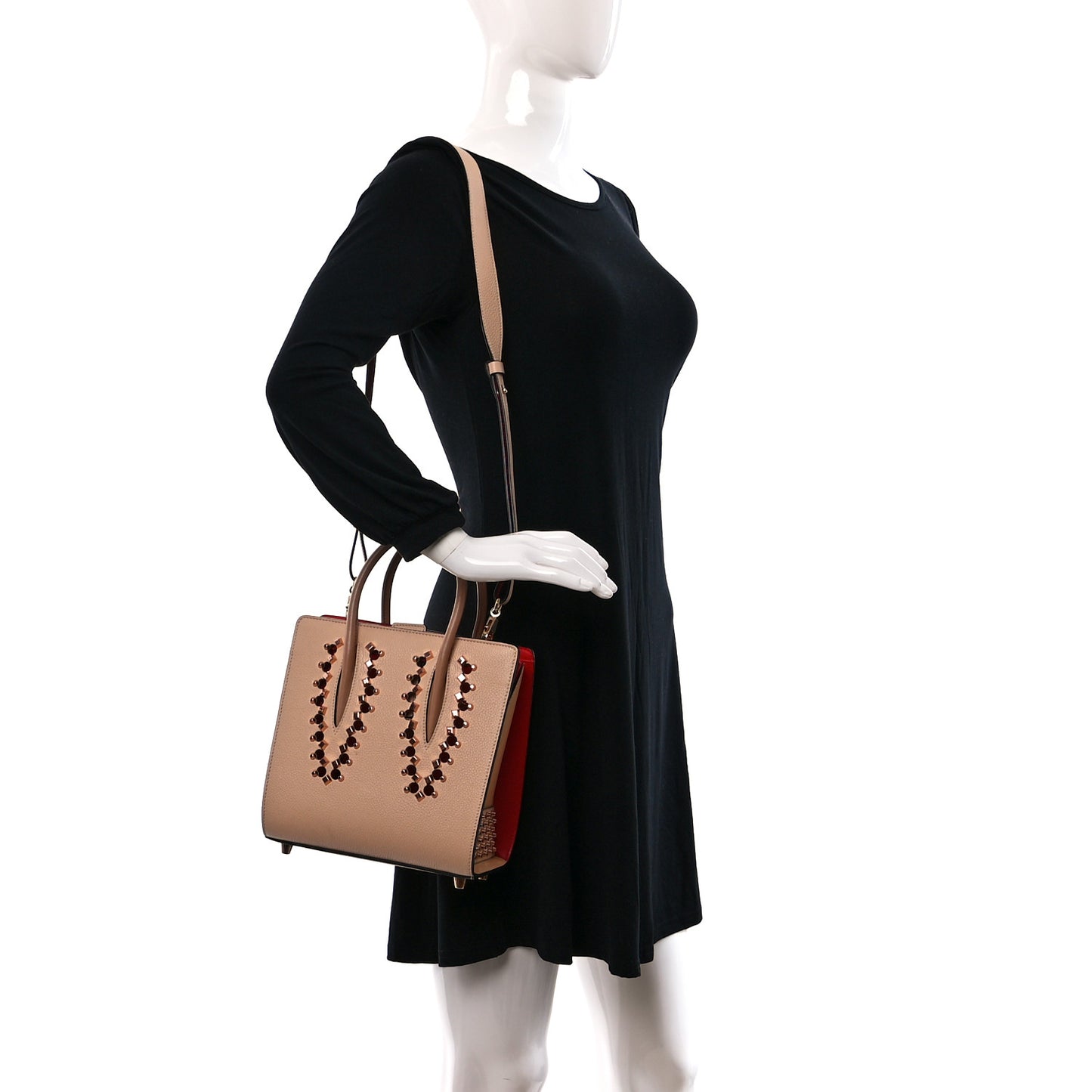 Calfskin Patent Studded Small Paloma Naturel Rose Gold