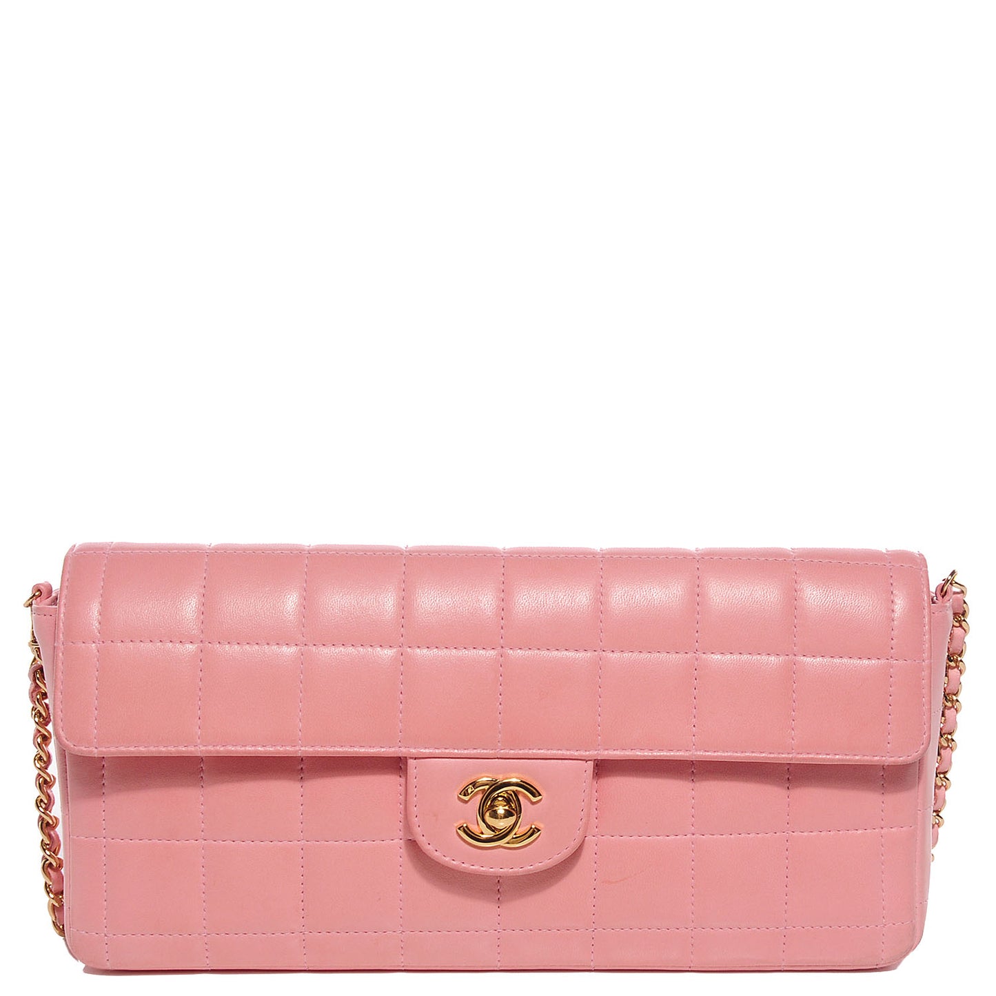 Lambskin East West Chocolate Bar Flap Pink