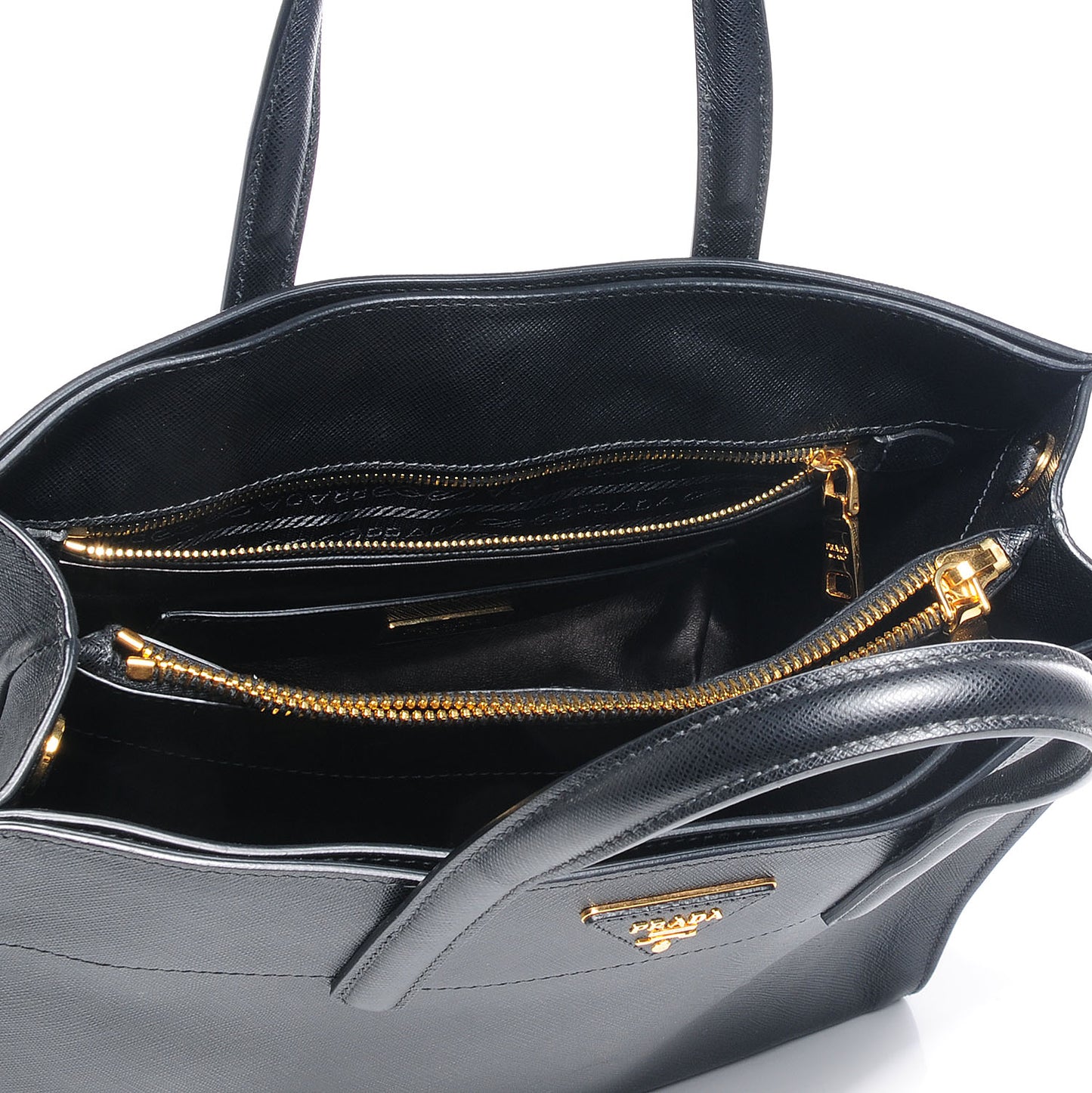 Saffiano Soft Triple Pocket Tote Nero Black