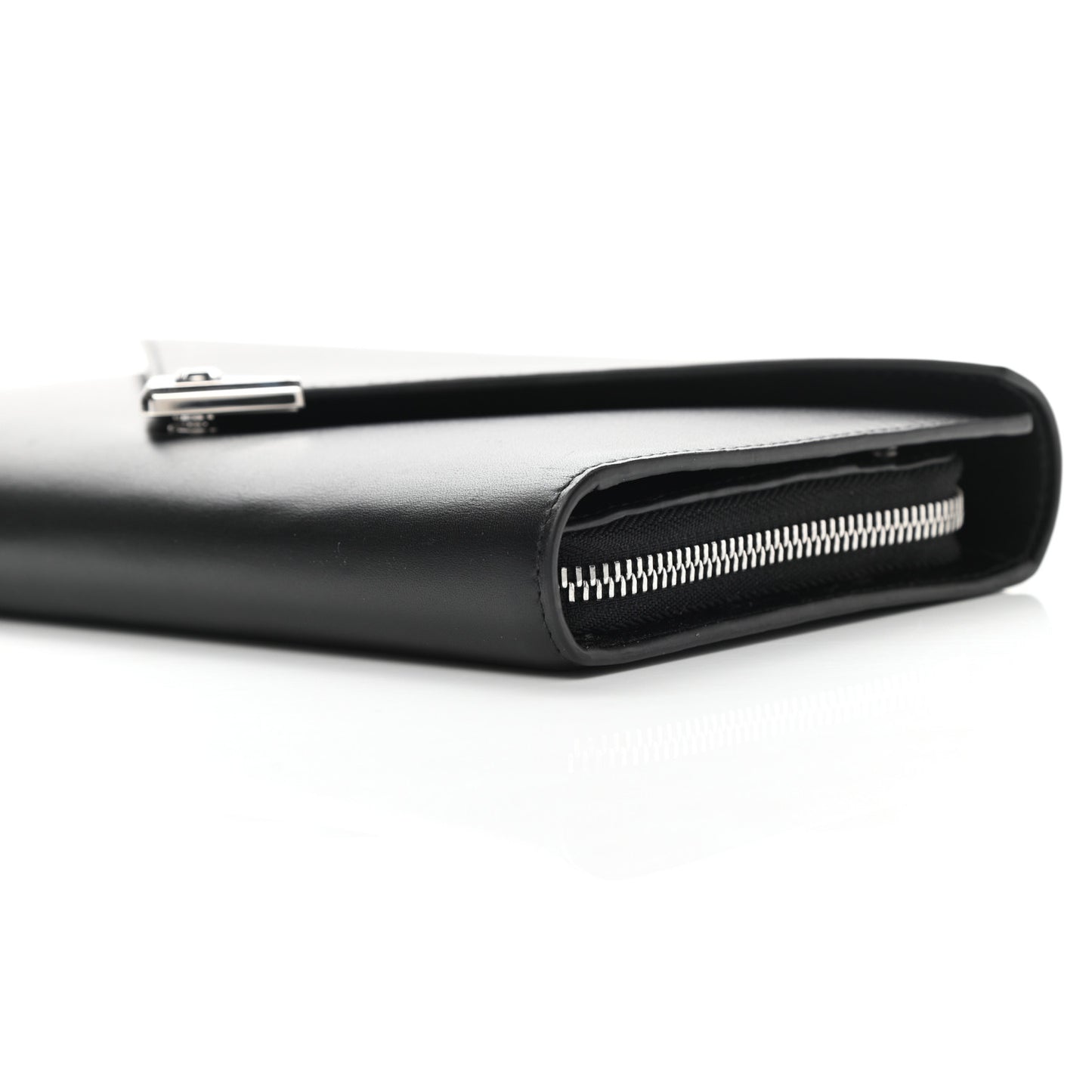Calfskin Prisma Skeletal Envelope Wallet Clutch Black