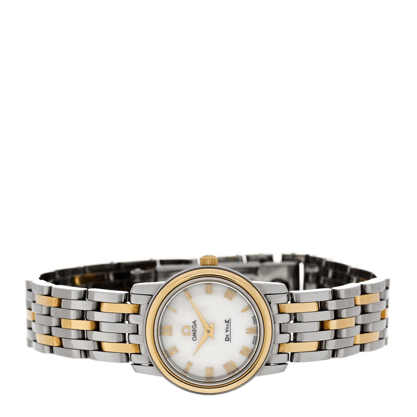 Stainless Steel 18K Yellow Gold Mother of Pearl 22mm De Ville Prestige Quartz Watch 4370.71.00