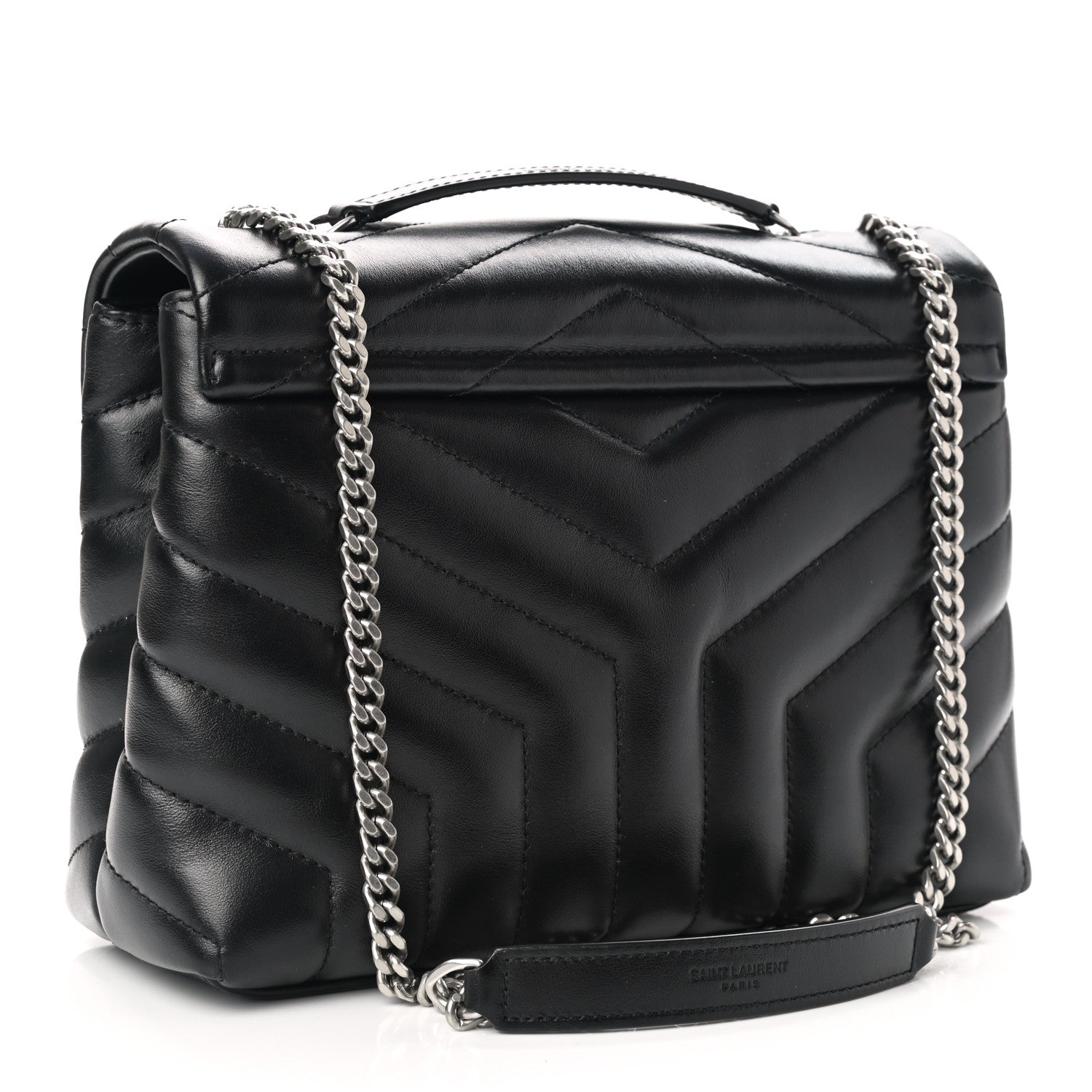 Saint Laurent Calfskin Y Quilted Monogram Small Loulou Chain Satchel Black 3 of 11