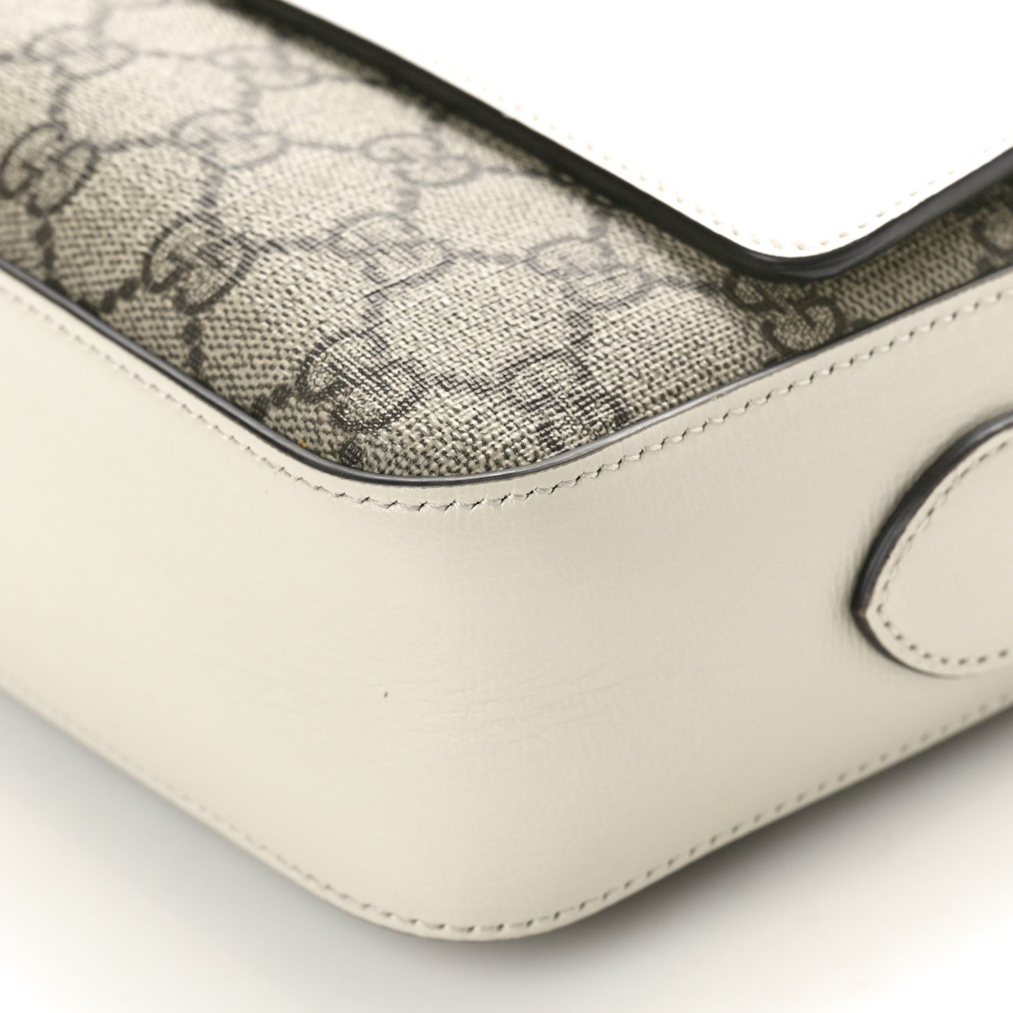 GG Supreme Monogram Small Horsebit 1955 Shoulder Bag Beige Mystic White