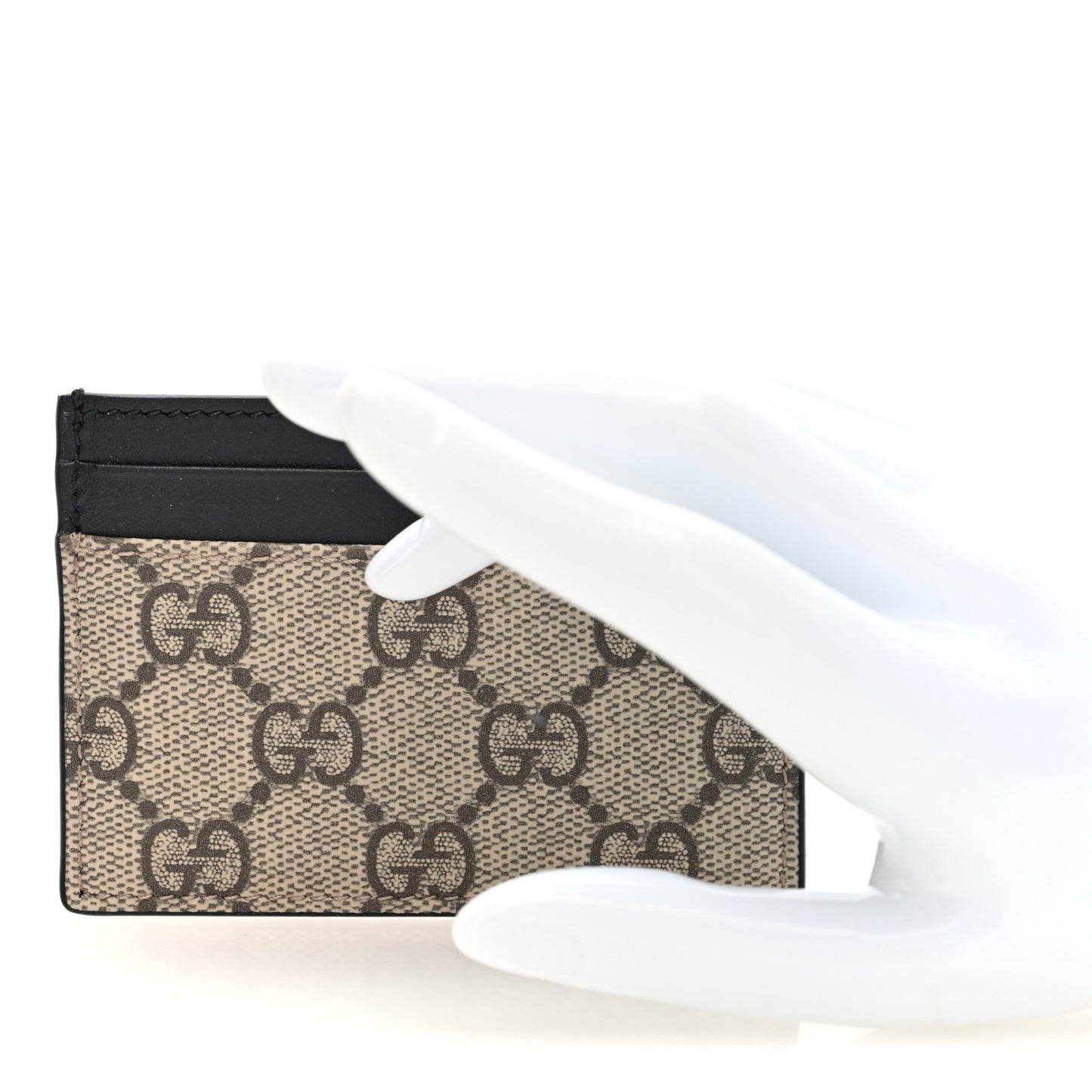 GG Supreme Monogram Calfskin Card Holder Beige Black