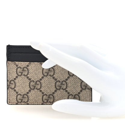 Gucci GG Supreme Monogram Calfskin Card Holder Beige Black 2 of 6