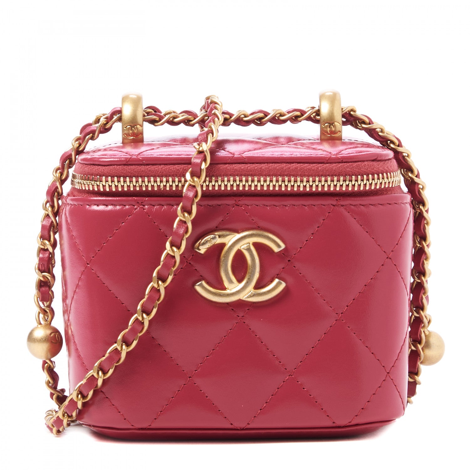 Chanel Calfskin Quilted Mini Perfect Fit Vanity Case With Chain Pink 1 of 10