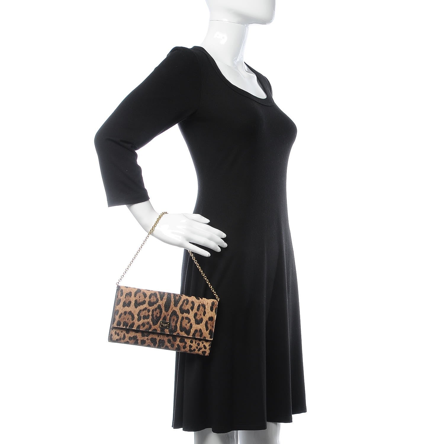 Dolce & Gabbana Dauphine Chain Flap Clutch Leopard 2 of 8