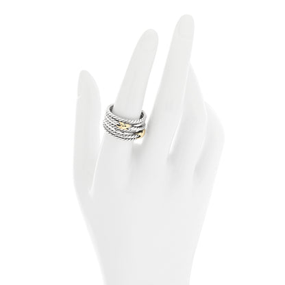 David Yurman Sterling Silver 18K Yellow Gold Double X Crossover Ring 57 8 2 of 4