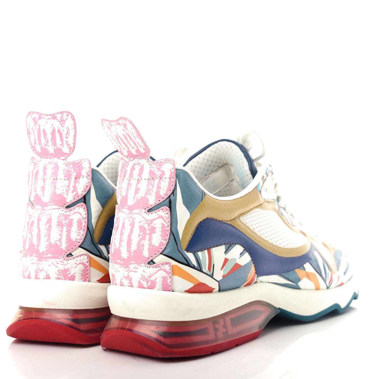 Mesh Vitello Granite Bird of Paradise FFast Patchwork Sneakers 37.5 White Multi Pavone Lollypop
