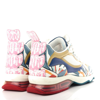Fendi Mesh Vitello Granite Bird of Paradise FFast Patchwork Sneakers 37.5 White Multi Pavone Lollypop 4 of 11