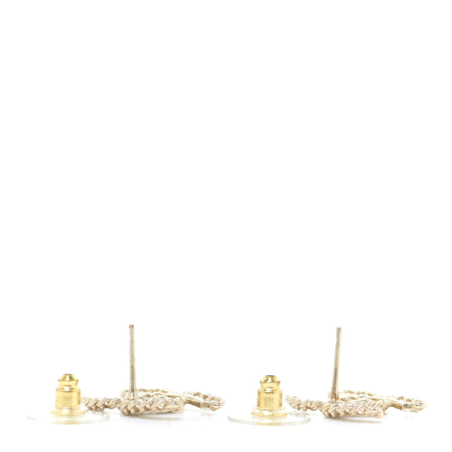 Crystal Chain CC Earrings Gold