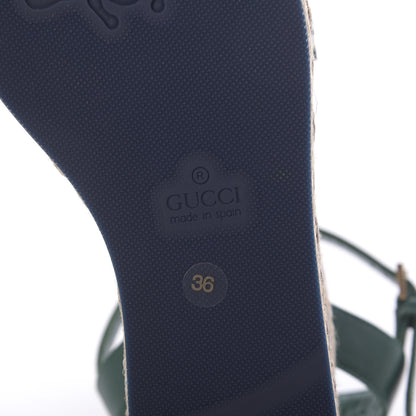 Gucci Cotton Malaga Kid Crochet Pearly GG Lilibeth Espadrille Platform Sandals 36 Emerald 6 of 7