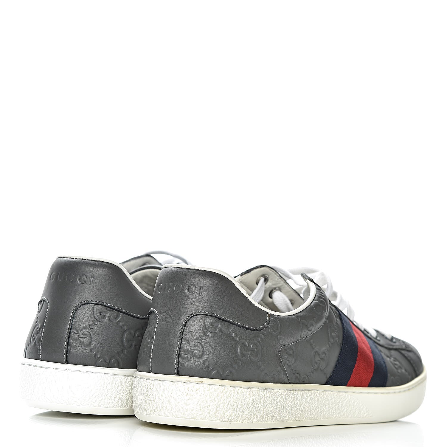 Gucci Guccissima Signature Web Mens Ace Sneakers 7 Melange Platinum 4 of 11