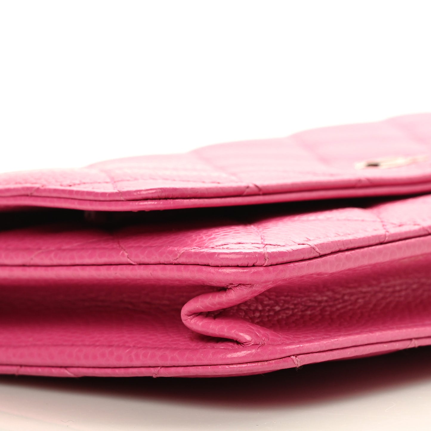 Caviar Quilted Wallet on Chain WOC Fuchsia