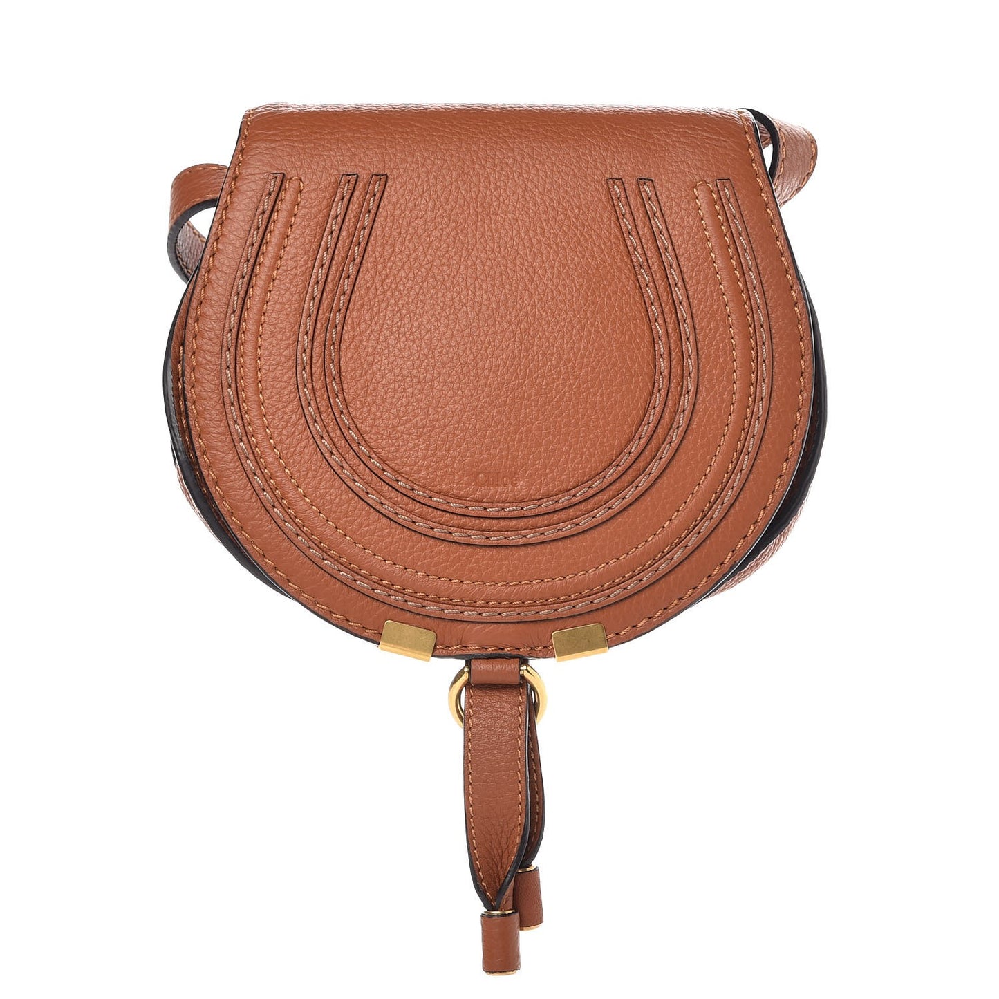 Calfskin Mini Marcie Round Crossbody Bag Tan