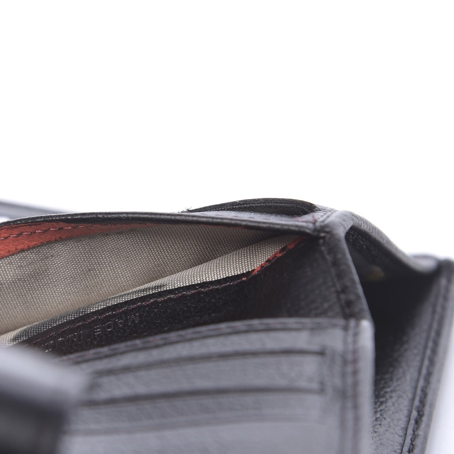 Glazed Goatskin Camellia Embossed French Flap Wallet Black