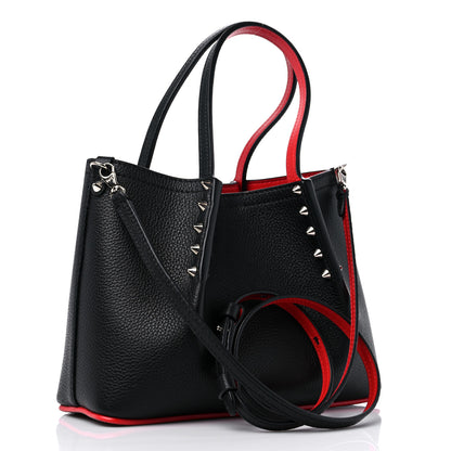 Christian Louboutin Calfskin Spiked Mini Cabarock Shopper Tote Black 3 of 10