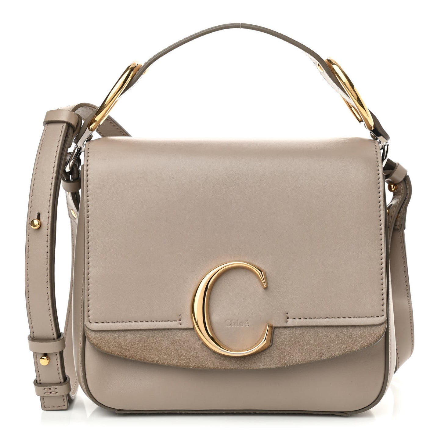 Calfskin Small C Double Carry Motty Grey