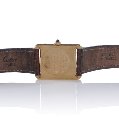 Cartier Sterling Silver Vermeil Alligator 20mm Must de Cartier Tank Quartz Watch Brown 5 of 7