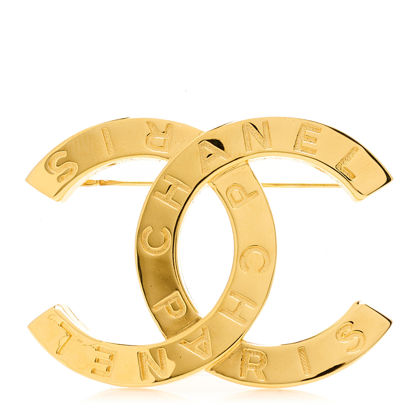 Chanel Metal Paris Button CC Large Brooch Gold 1 of 5
