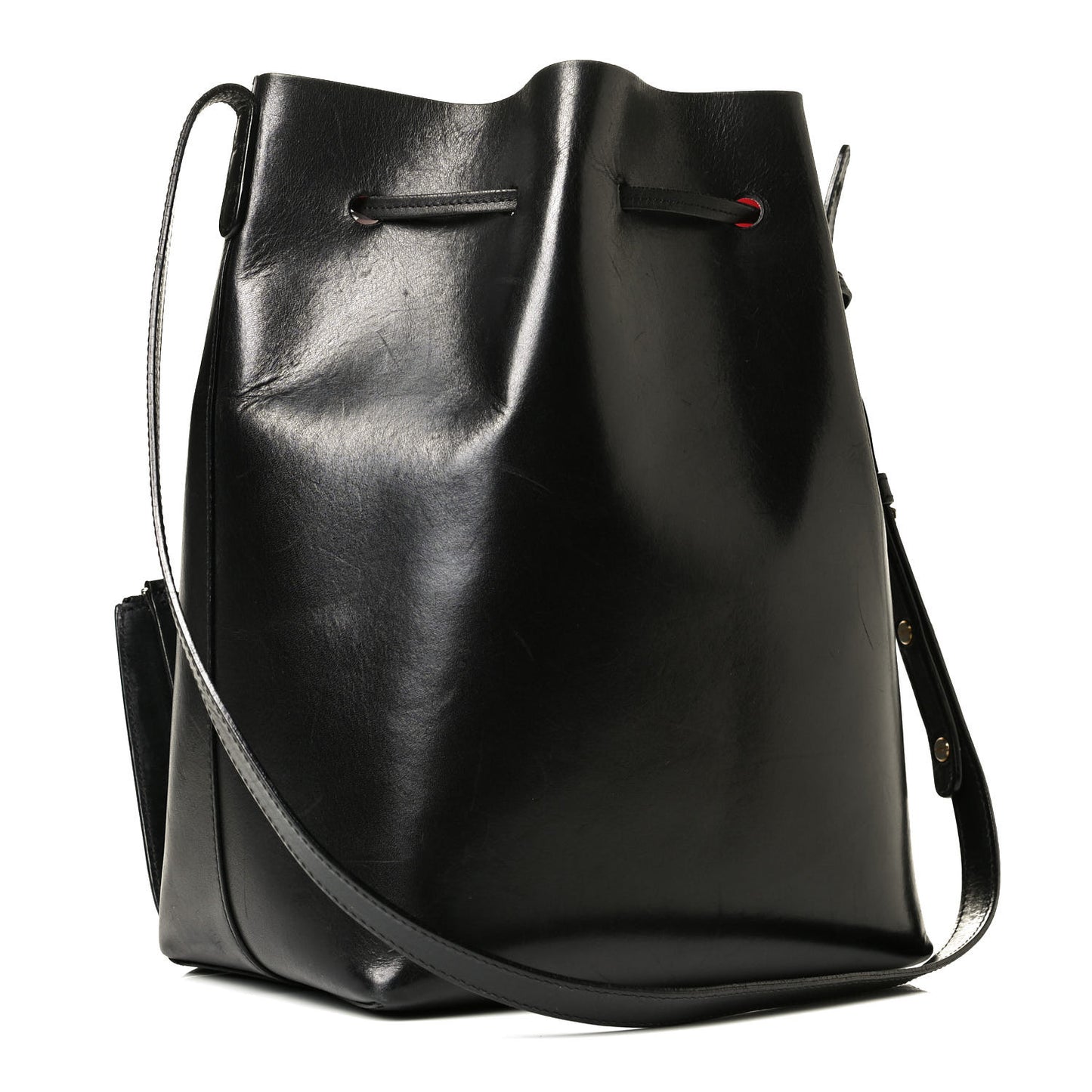Vegetable Tanned Calfskin Bucket Bag Black Flamma