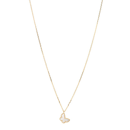 Van Cleef & Arpels 18K Yellow Gold Mother of Pearl Sweet Alhambra Butterfly Pendant Necklace 1 of 5