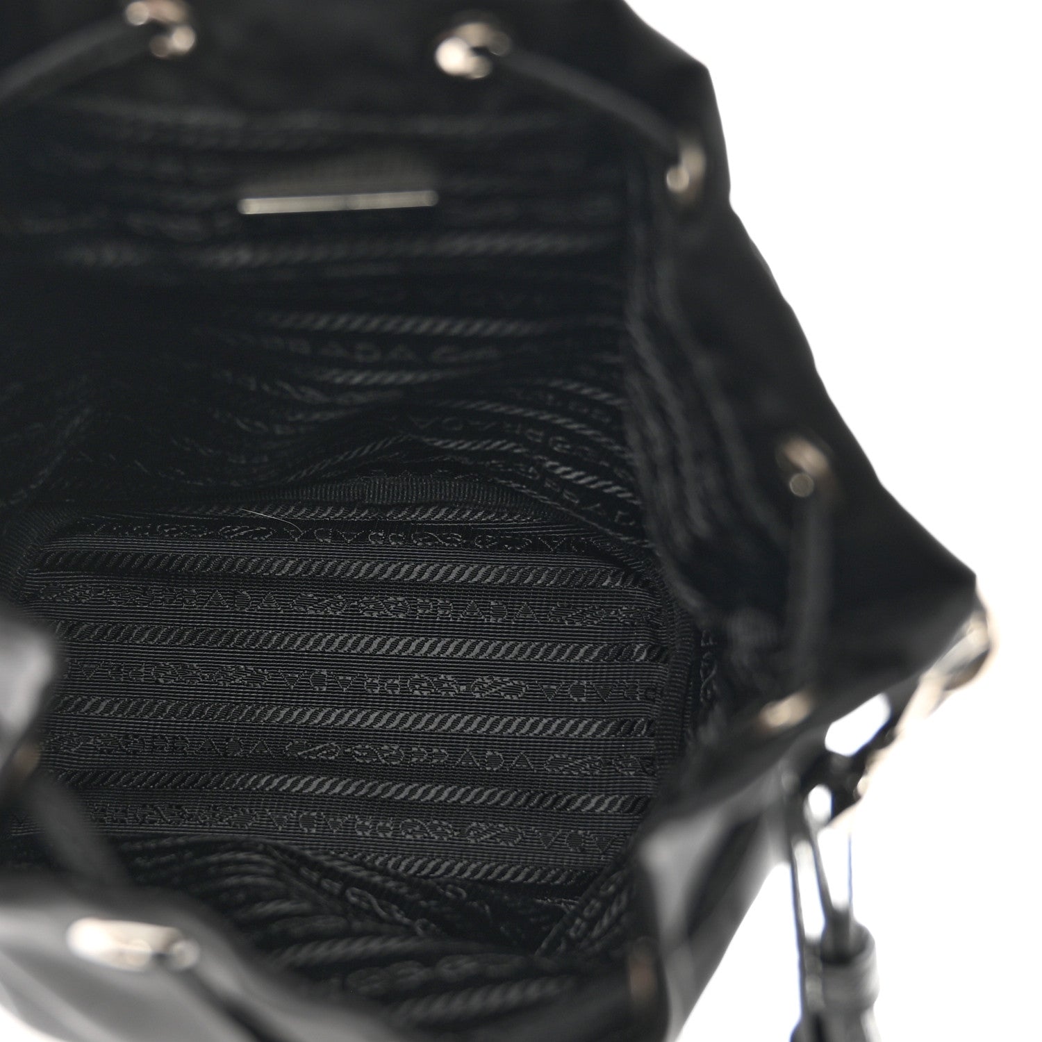 Prada Saffiano Tessuto Nylon Vela Bucket Wristlet Black 5 of 6